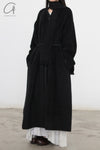 Mutedance 24 Autumn and Winter Collarless Buttoned Belt Long Coat MD-MD24FW20-DARK MD24FW19 MD24FW20